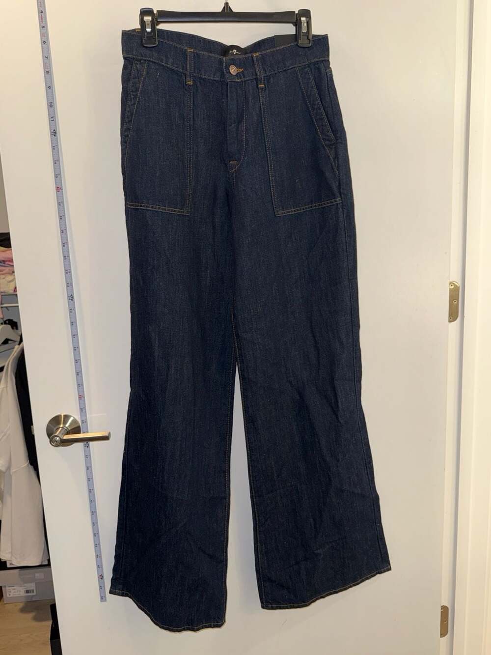 7 For All Mankind Lotta Wide Leg Utility Jeans Blueberry Size 27